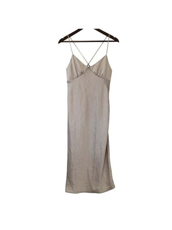 Madewell Dresses & Skirts - Madewell Sadie Midi Slip Dress Womens Size 6 Beige Sleeveless Strappy Cross Back